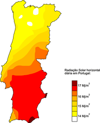 Mapa da Radiação Solar em Portugal